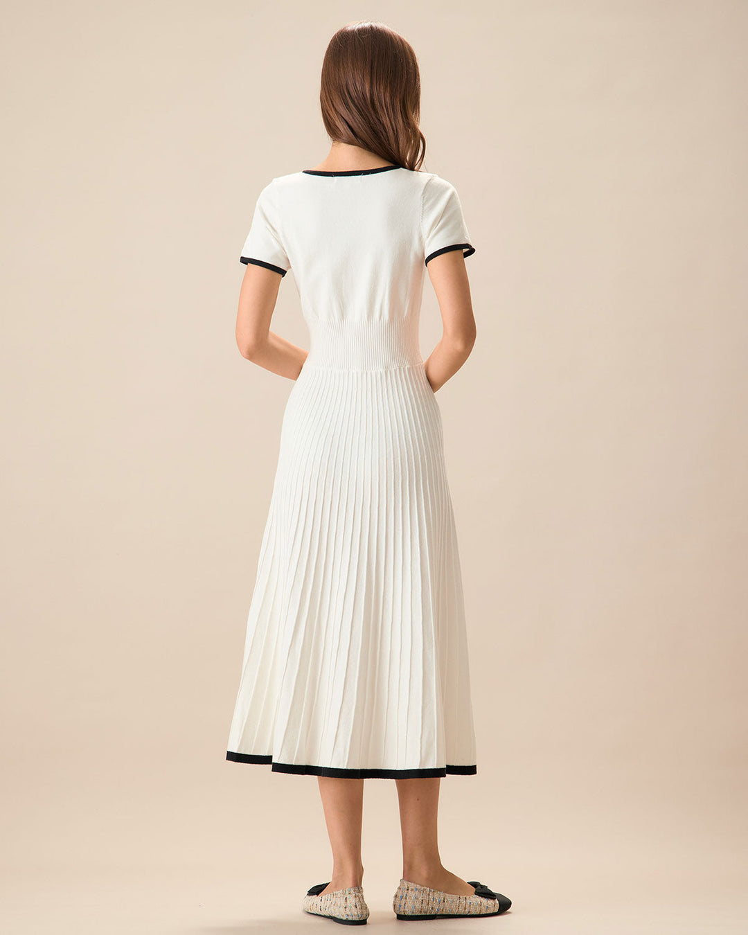 Mabel | Contrast Knit Sweater Midi Dress