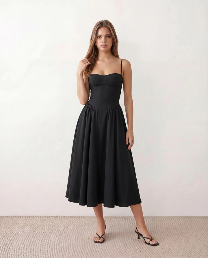 Willa | Spaghetti Strap Sweetheart Midi Dress