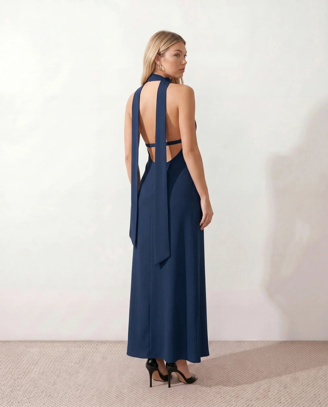 Leona | Cowl Neck Halter Maxi Dress