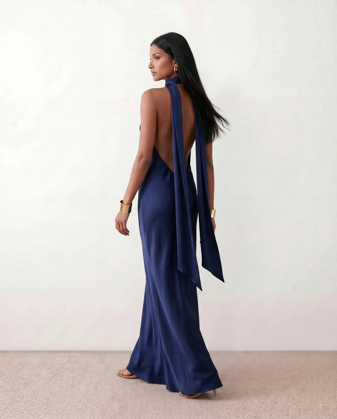 Winnie | Satin Halter Maxi Dress