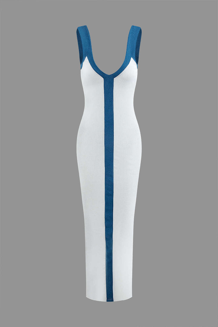 Serena | Colorblock Ribbed V-Neck Maxi