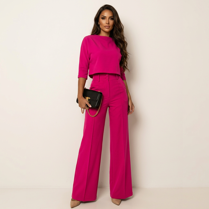 Cora | Cropped Blazer Wide-Leg Pant Set