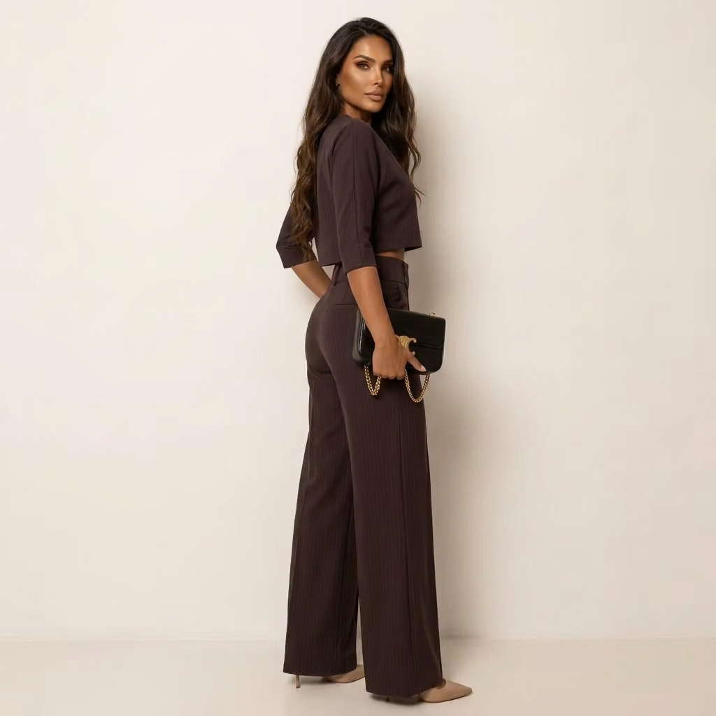 Cora | Cropped Blazer Wide-Leg Pant Set