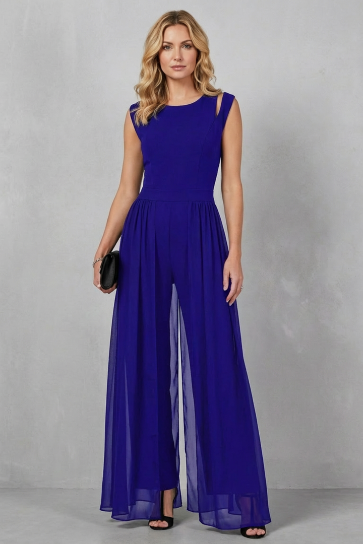 Maelira | Sheer Panel Cutout Wide-Leg Jumpsuit