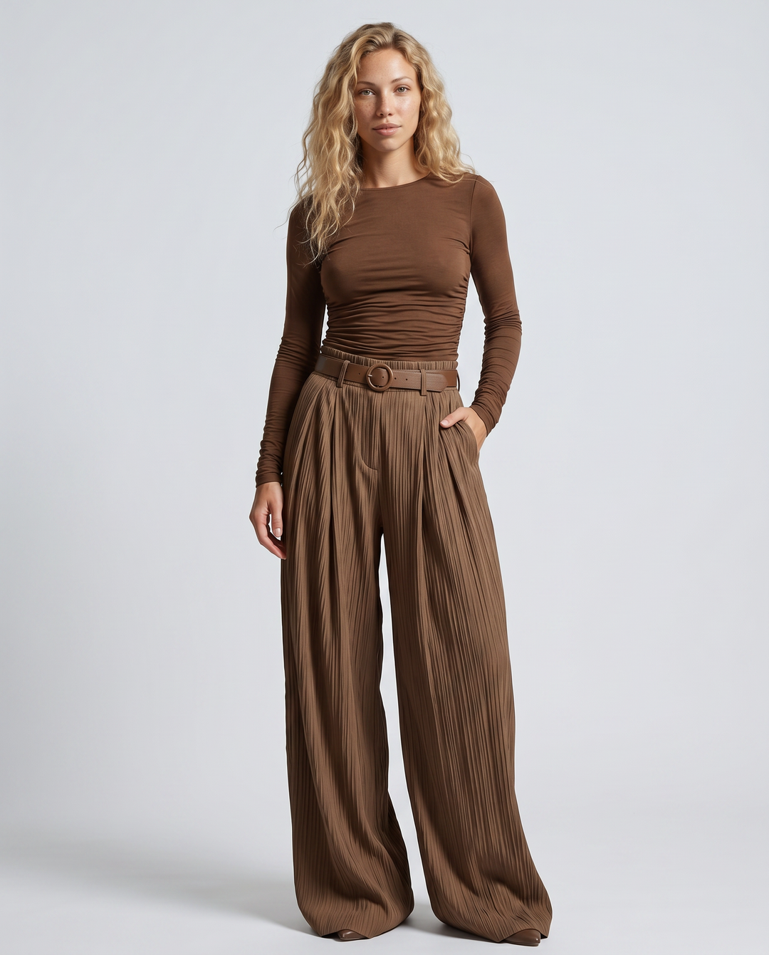 Liz | Wide-Leg Pleated Pants