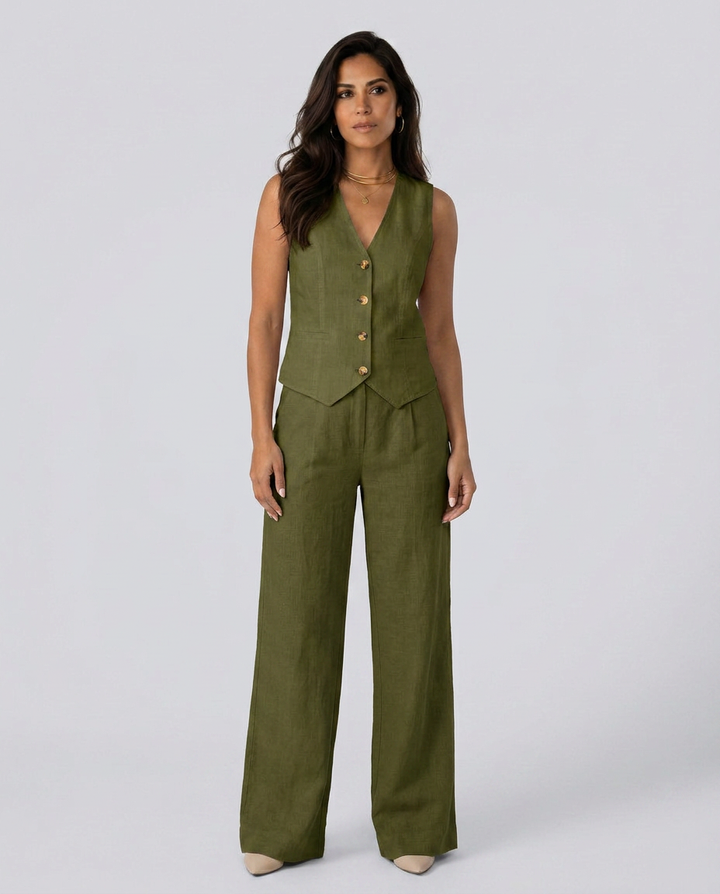 Shirley | Two-Piece Set with Waistcoat and Wide Pants