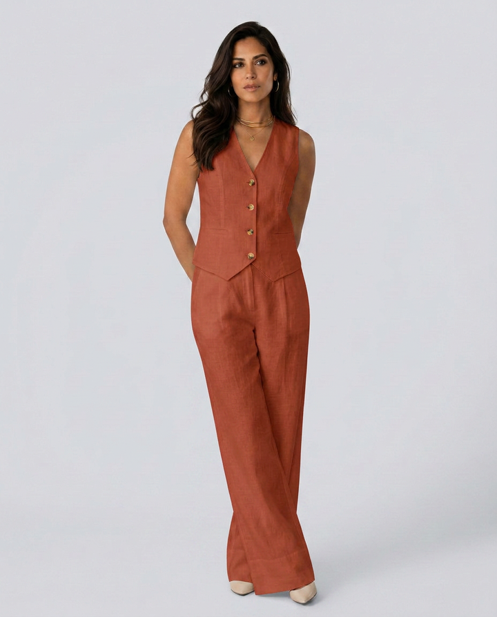Shirley | Two-Piece Set with Waistcoat and Wide Pants