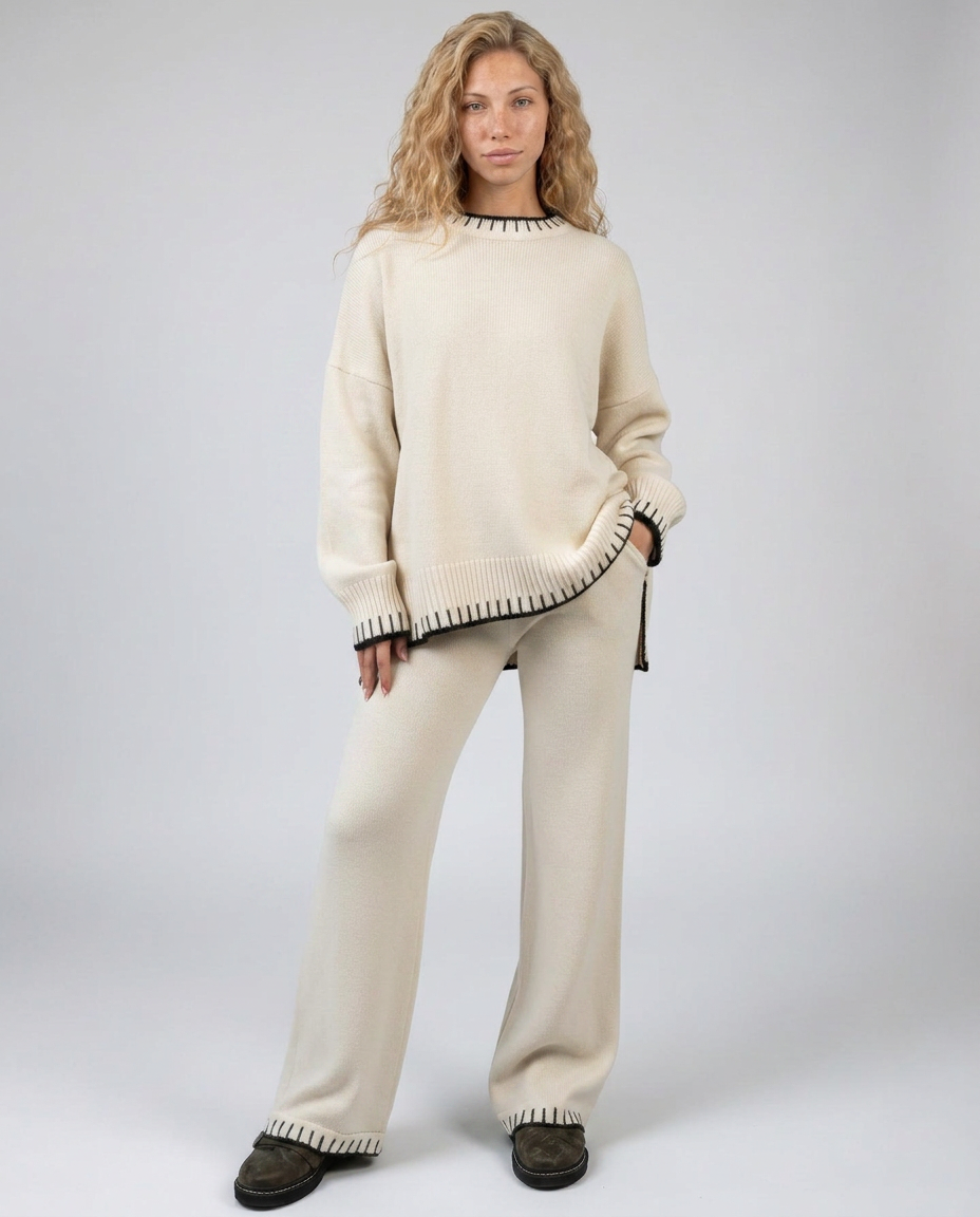 Minnie | Knit Lounge Set with Wide-Leg Pants