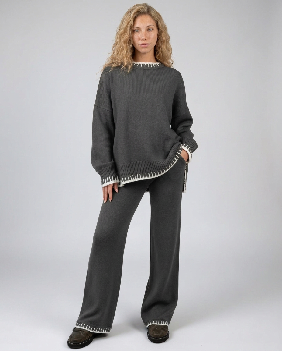 Minnie | Knit Lounge Set with Wide-Leg Pants