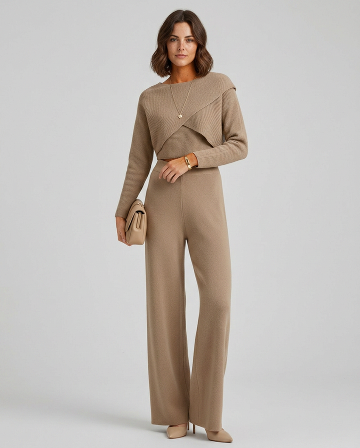 Sarah | Knit Set with Wide-Leg Pants