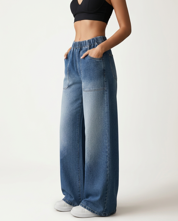 Mari | Wide Leg Pants with Elastic Waist