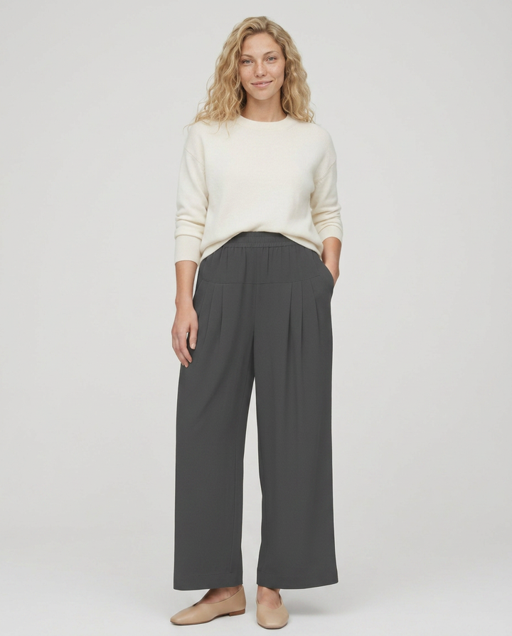 Nona | Wide Leg Pants with Elastic Waistband