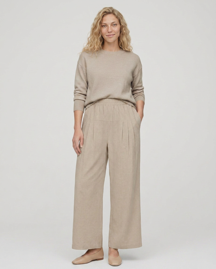 Nona | Wide Leg Pants with Elastic Waistband