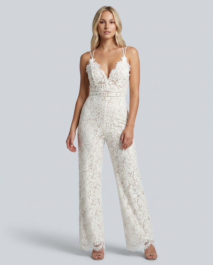 Sadie | Lace Jumpsuit with Wide-Leg Pants