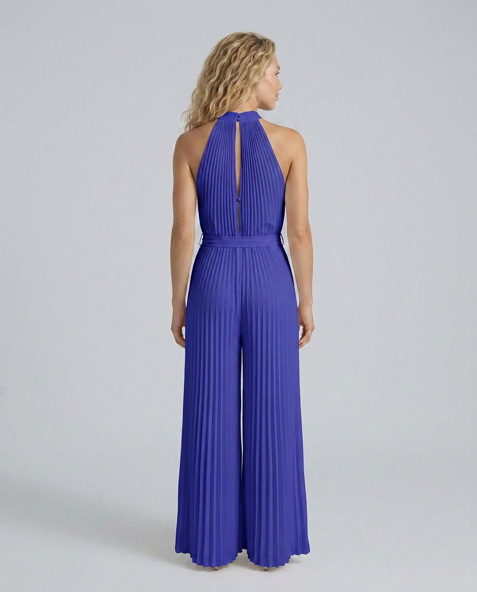 Nanette | Halter Neck Jumpsuit with Pleated Wide-Leg Pants