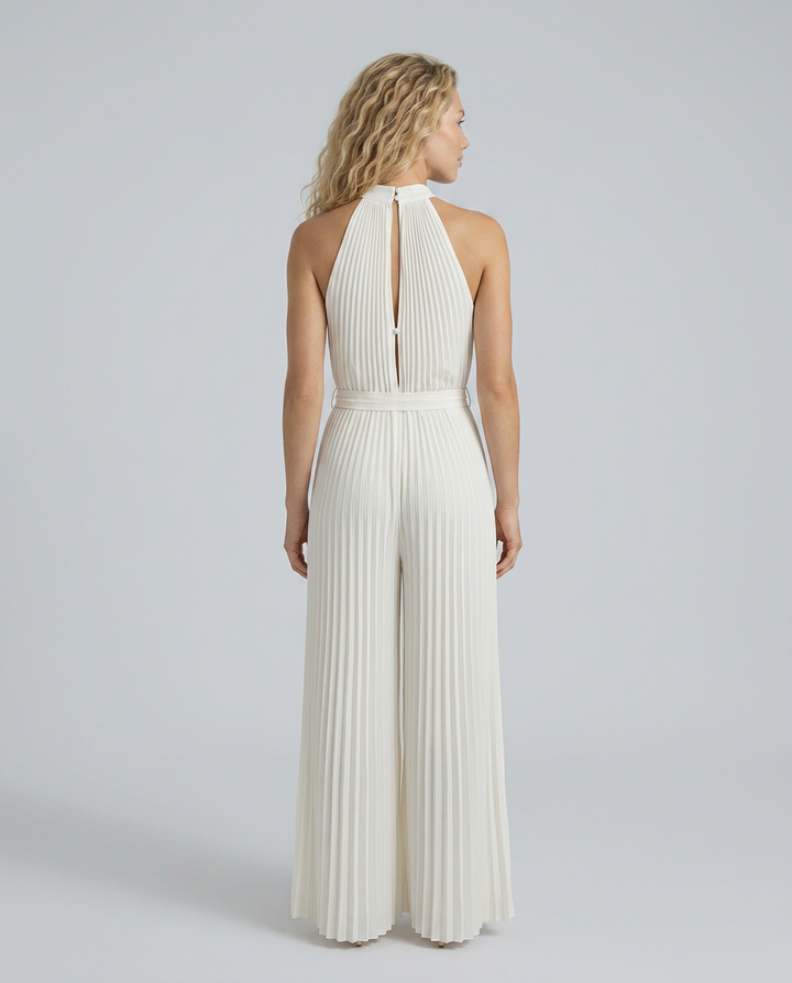 Nanette | Halter Neck Jumpsuit with Pleated Wide-Leg Pants