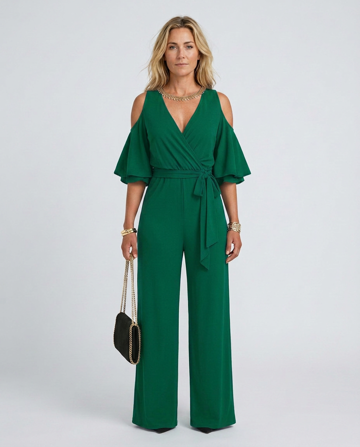 Alison | Cold Shoulder Jumpsuit with Wide-Leg Pants