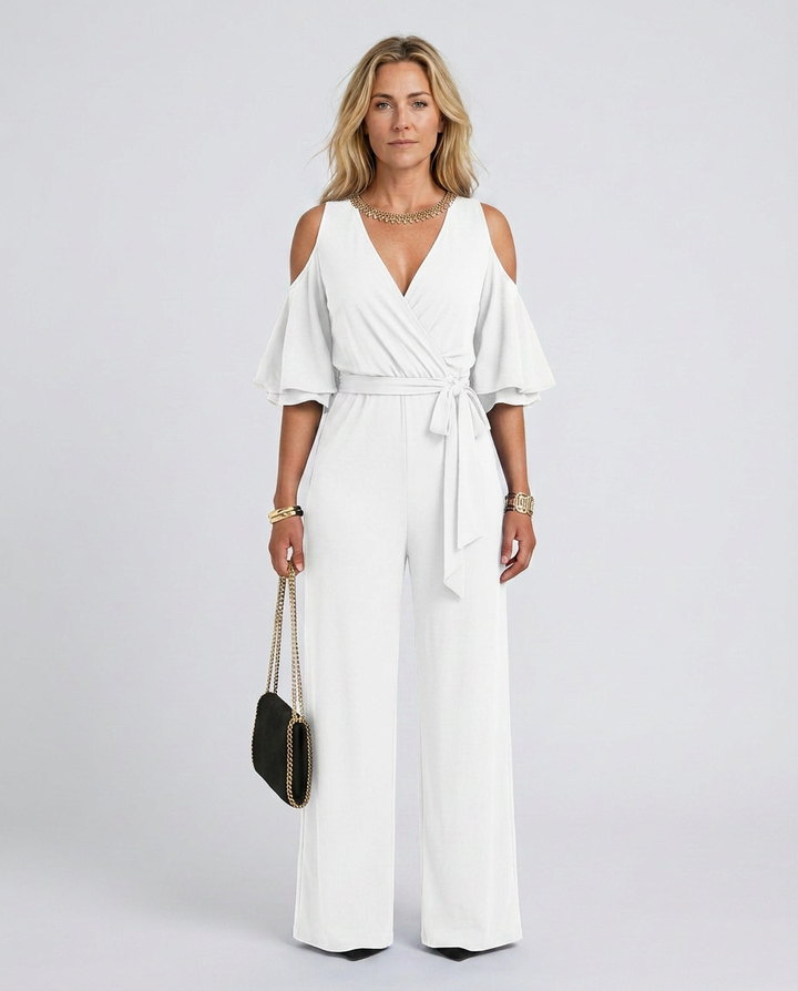 Alison | Cold Shoulder Jumpsuit with Wide-Leg Pants