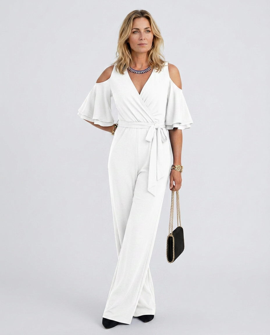 Alison | Cold Shoulder Jumpsuit with Wide-Leg Pants