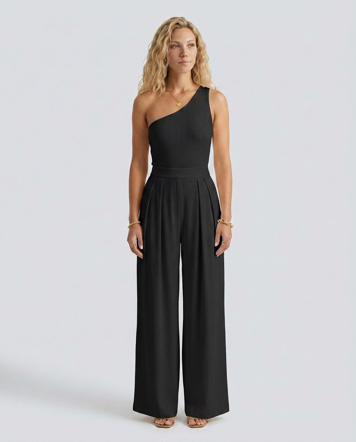 Eloise | One-Shoulder Jumpsuit with Wide-Leg Pants
