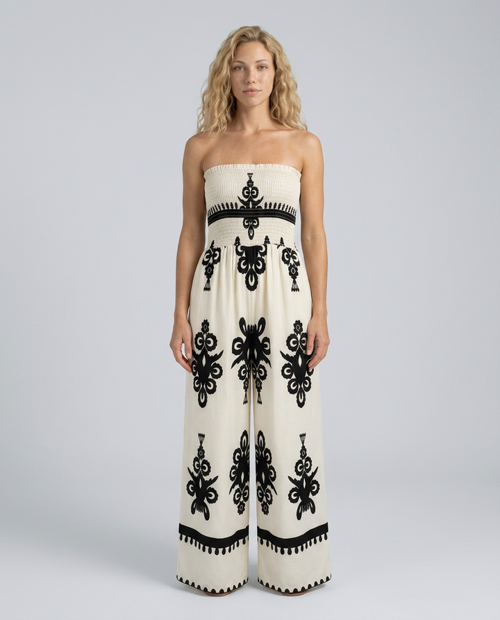 Lilia | Strapless Jumpsuit with Wide-Leg Pants