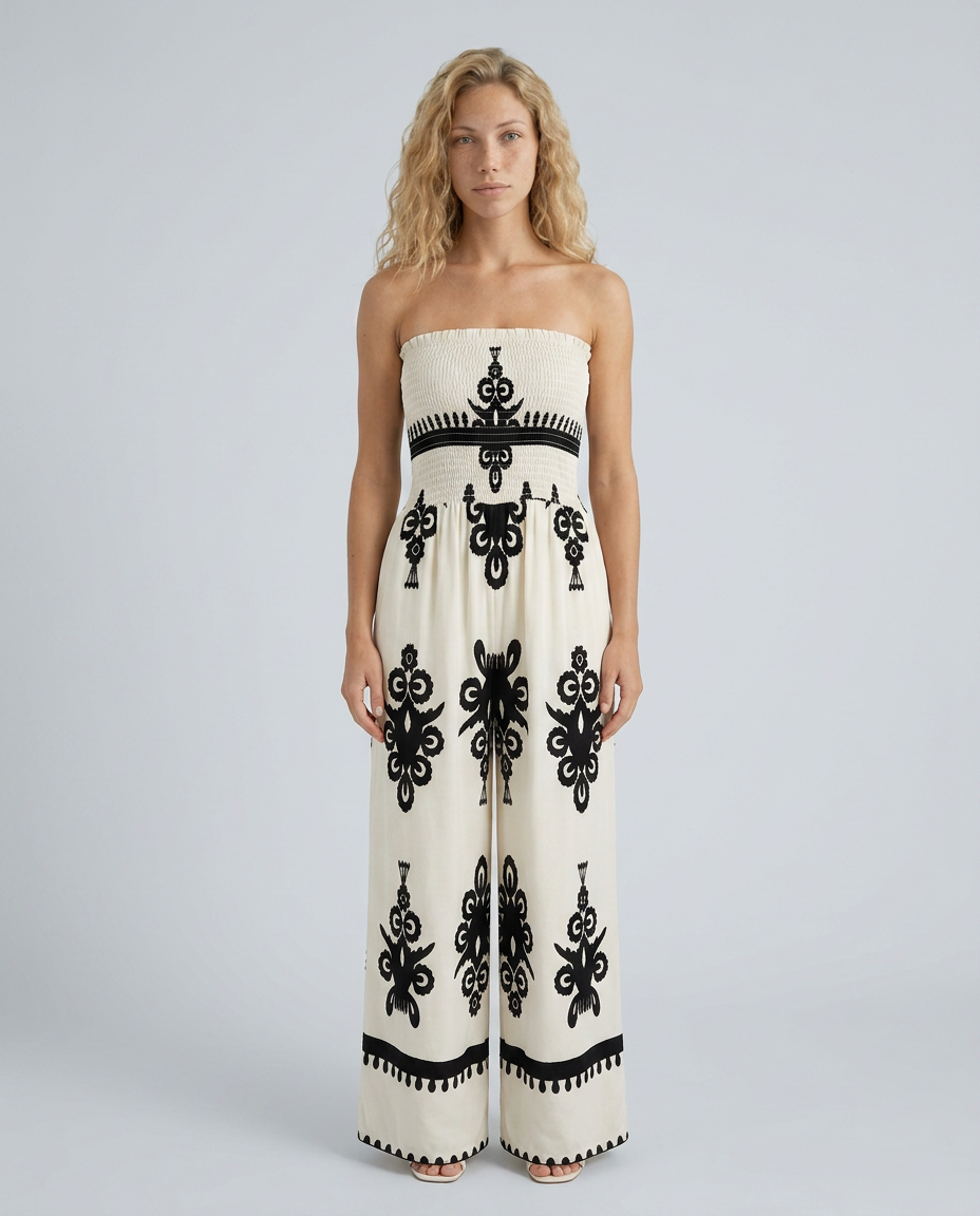Lilia | Strapless Jumpsuit with Wide-Leg Pants