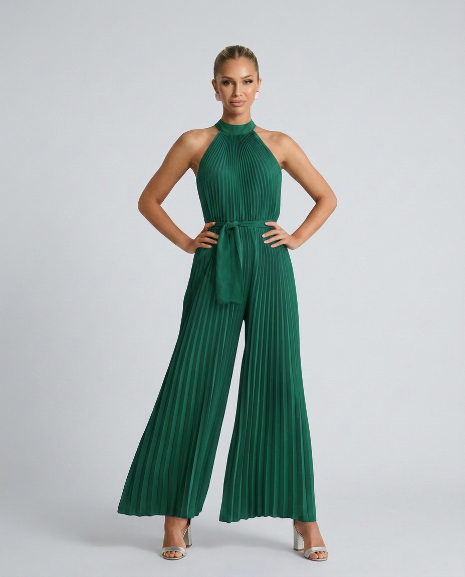 Alyce | Pleated Jumpsuit with Wide-Leg Pants