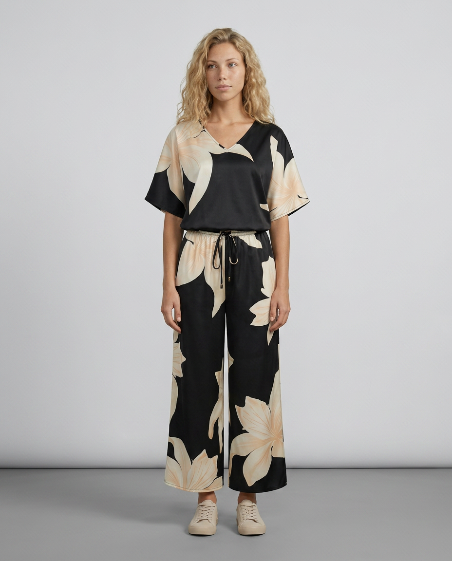 Darcy | Floral Print Jumpsuit with Wide-Leg Pants