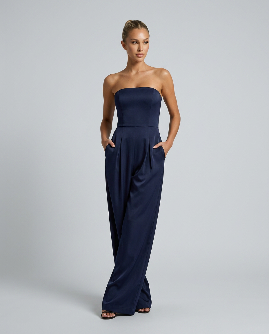 Dena | Strapless Jumpsuit with Wide-Leg Pants