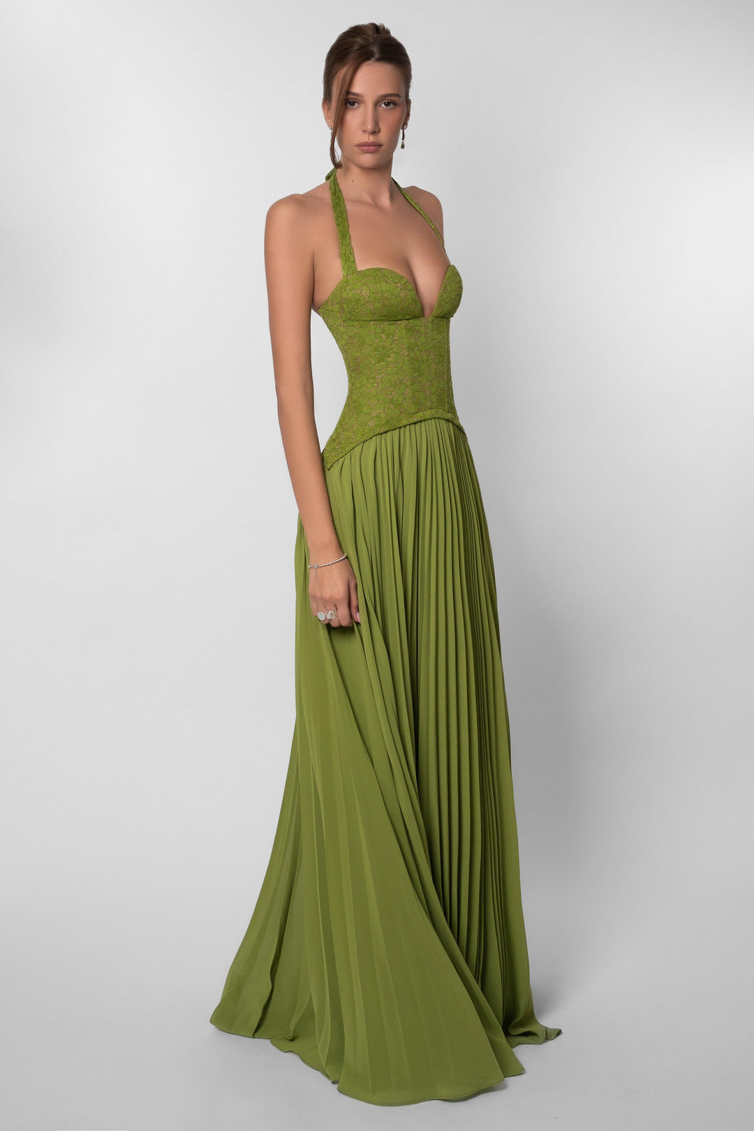 Zara | Sweetheart Lace Splicing Pleated Maxi Dress
