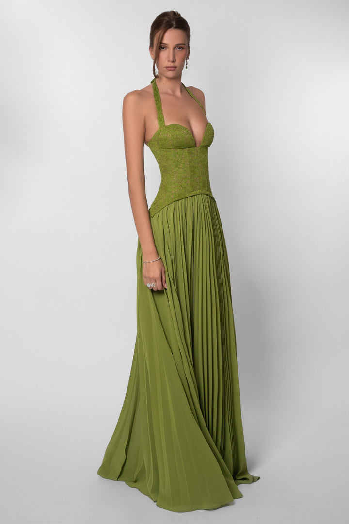 Zara | Sweetheart Lace Splicing Pleated Maxi Dress