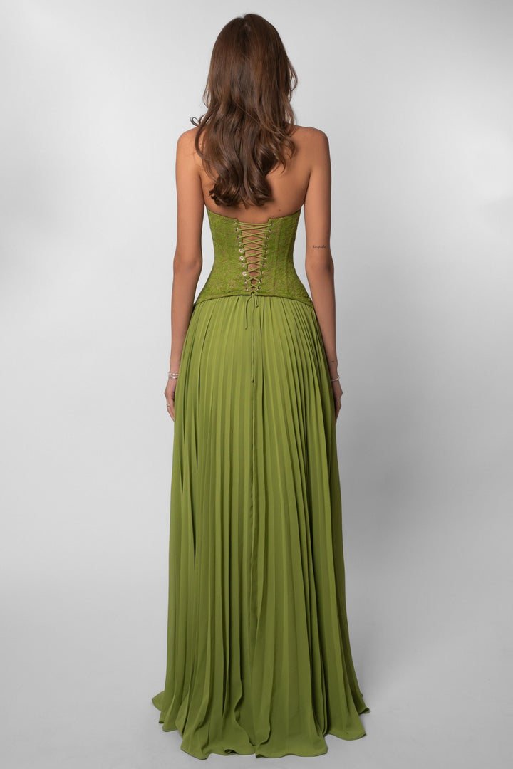 Zara | Sweetheart Lace Splicing Pleated Maxi Dress