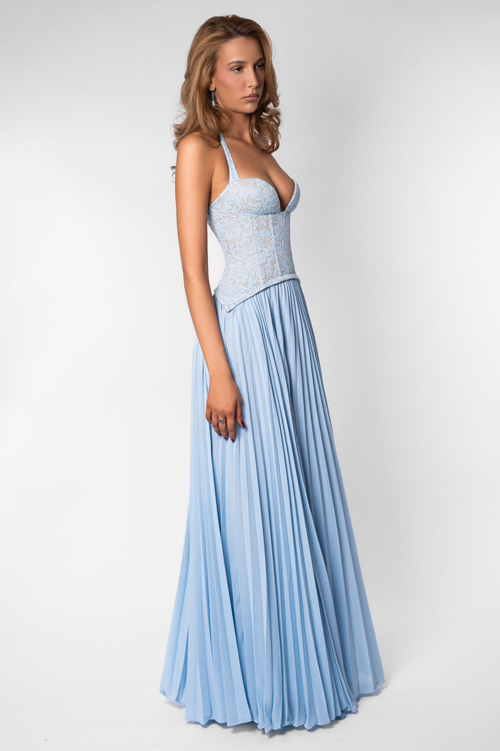 Zara | Sweetheart Lace Splicing Pleated Maxi Dress