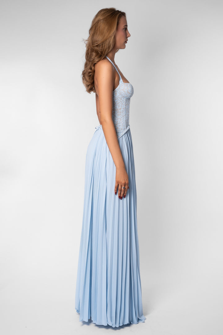 Seraphina | Sweetheart Lace Splicing Pleated Maxi Dress