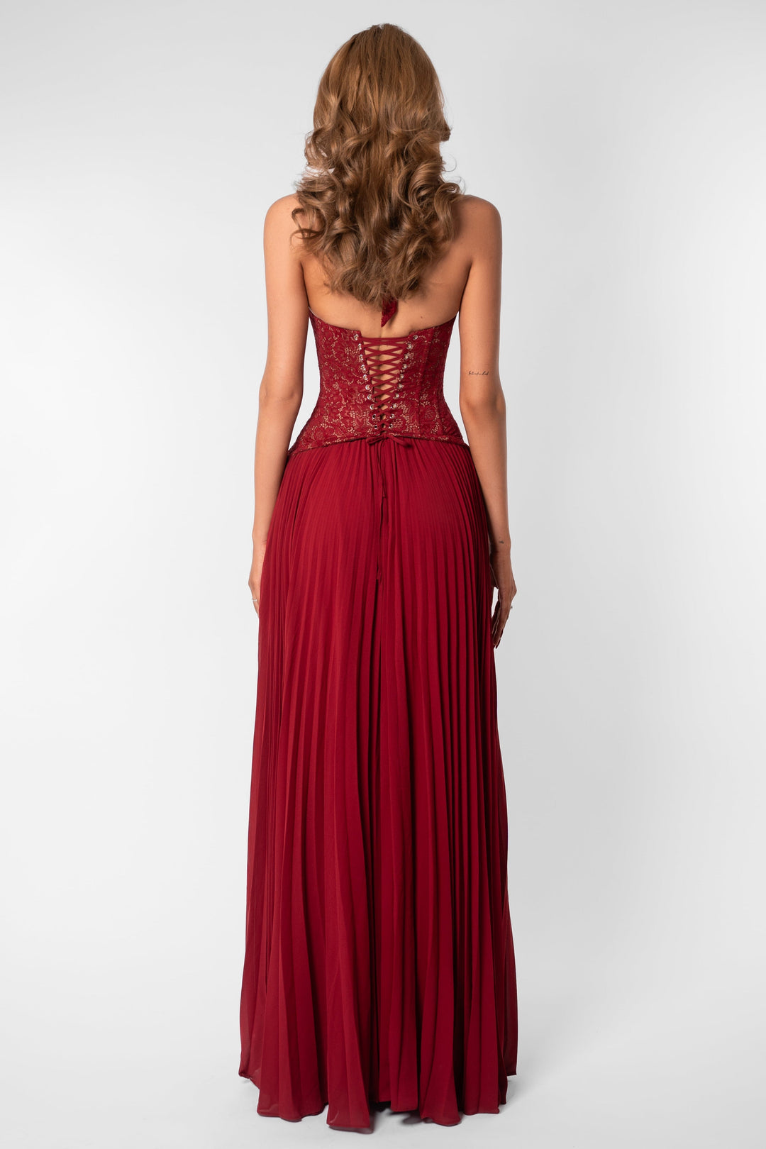 Zara | Sweetheart Lace Splicing Pleated Maxi Dress
