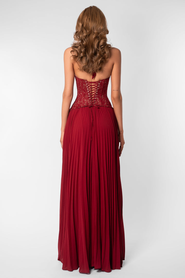 Seraphina | Sweetheart Lace Splicing Pleated Maxi Dress