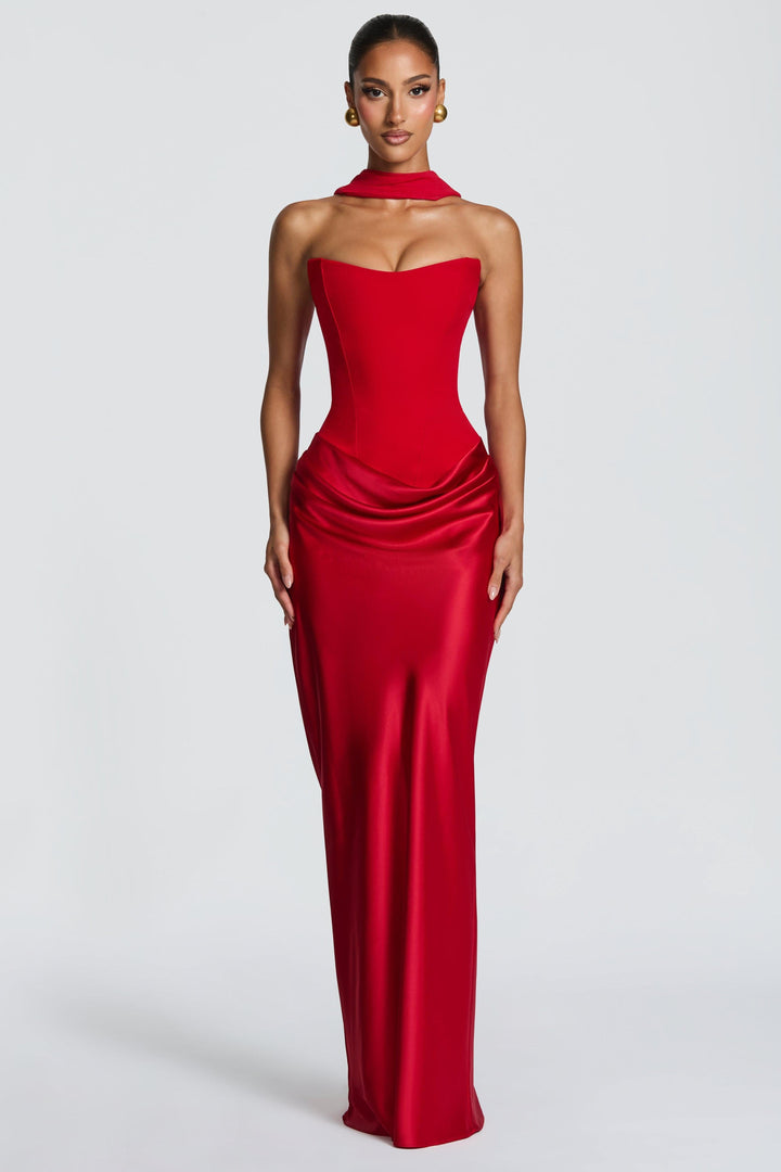 Lena | Satin-Look Tie-Up Maxi Dress
