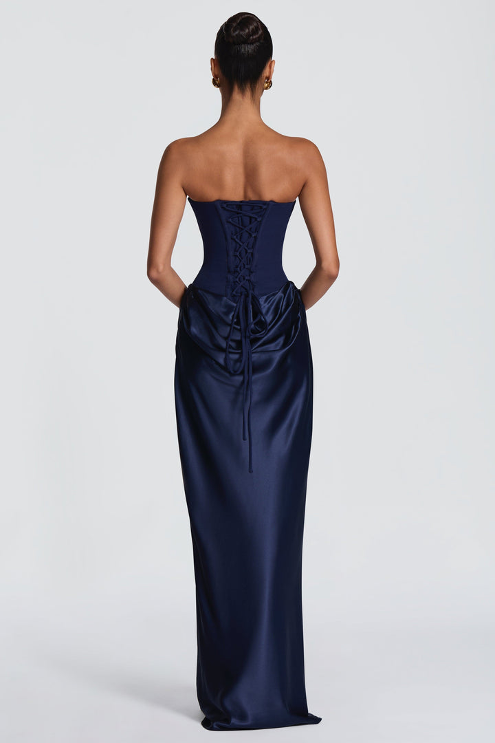 Lena | Satin-Look Tie-Up Maxi Dress