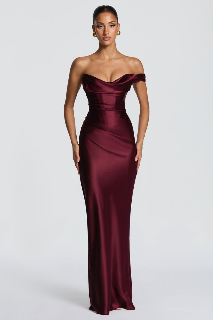 Delphine | Satin Corset Lace-Up Maxi Dress