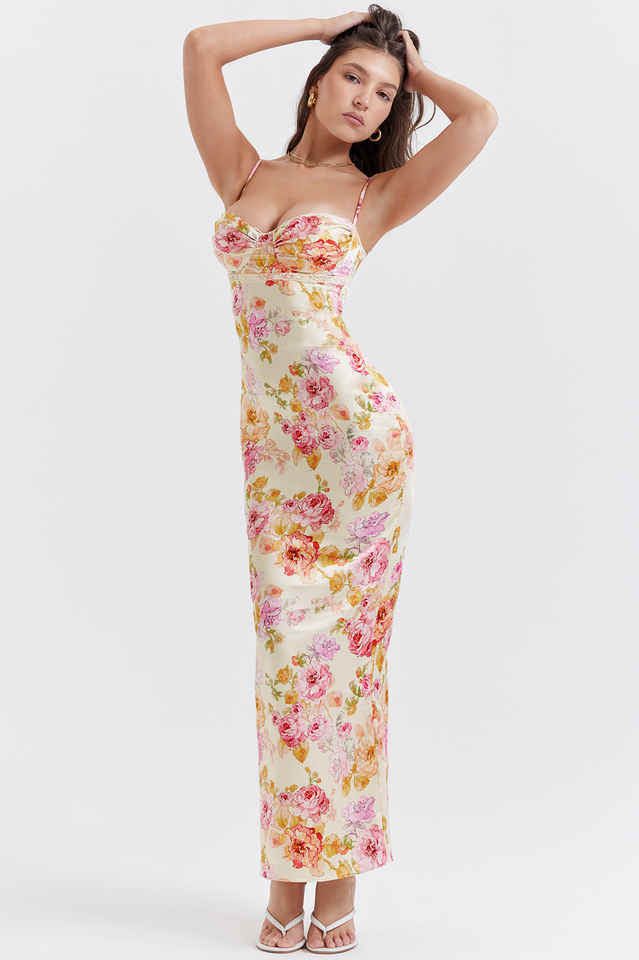 Josefina | Floral Lace Trim Maxi Dress