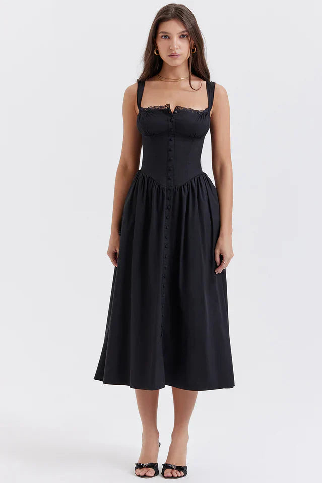 Mayra | Midi Sundress with Button Front and Gathered Skirt