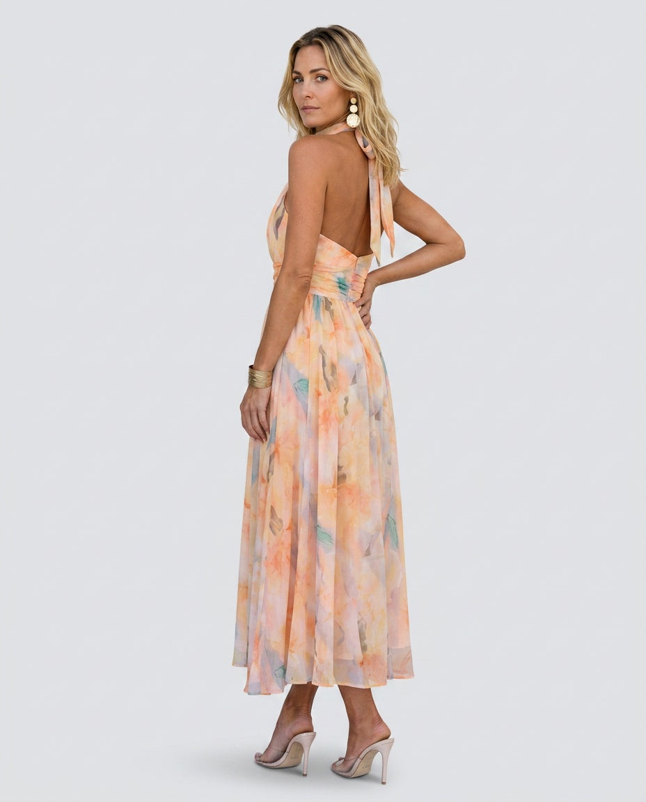 Zara | Watercolor Print Summer Maxi Dress