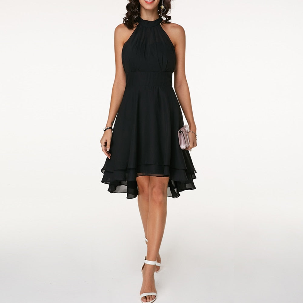 Celeste | Halter Ruffle Flared Midi Dress