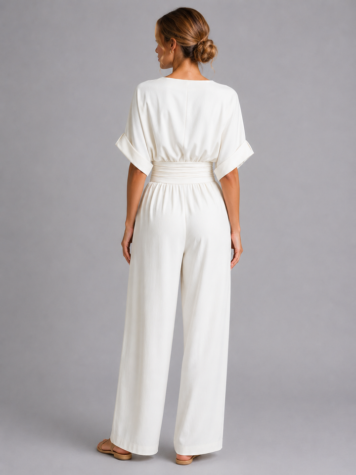 Reva | Cinched Waist Wide-Leg Jumpsuit