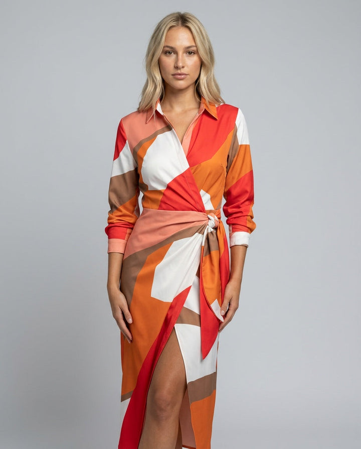 Esmee | Wrap Midi Dress in Print &amp; Solid colors