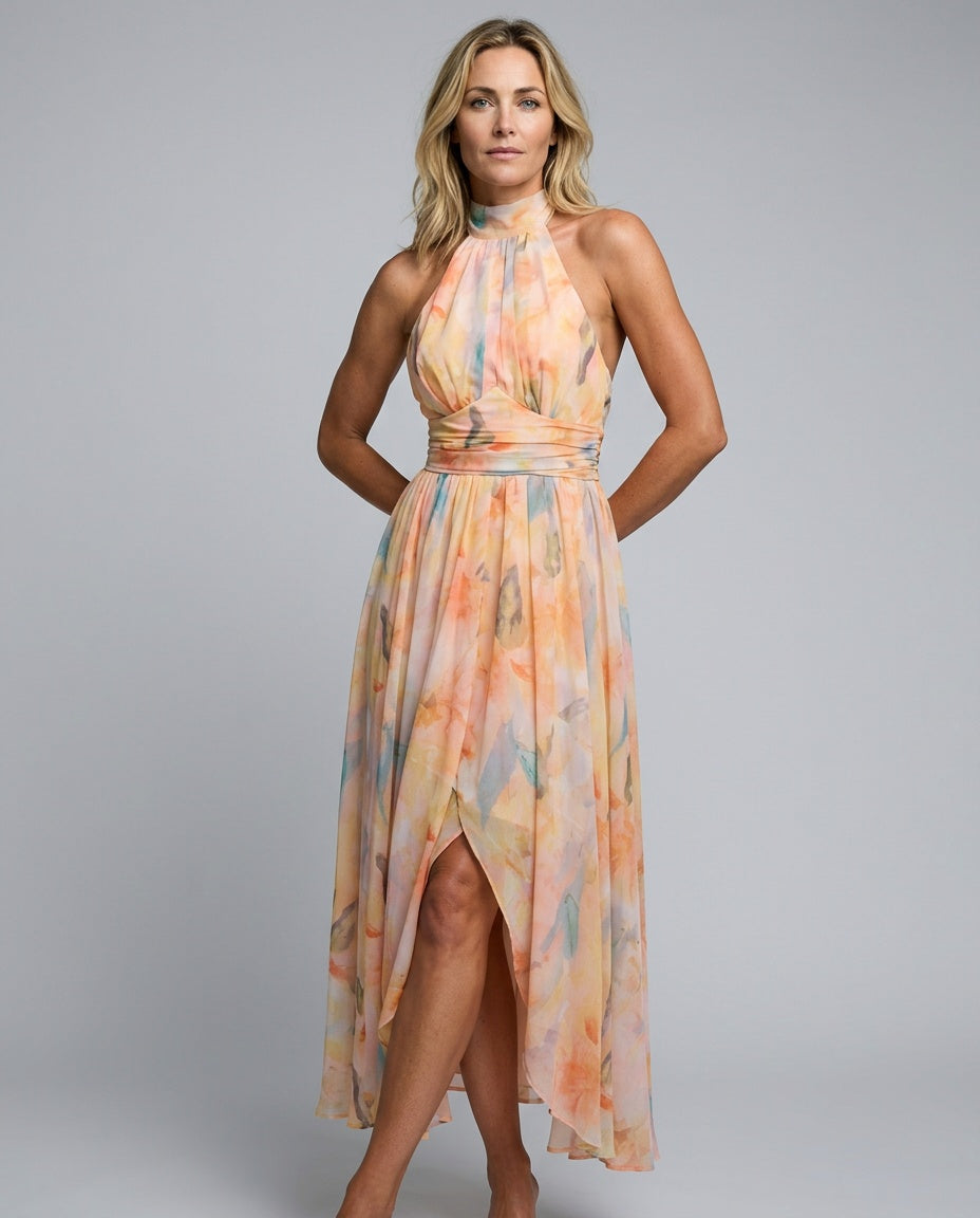 Zara | Watercolor Print Summer Maxi Dress